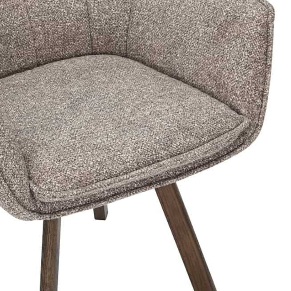 Drehbarer Stuhl ODIN taupe Strukturstoff Eichenholz Gestell
