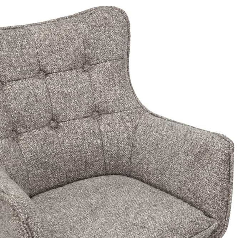 Drehbarer Stuhl ODIN taupe Strukturstoff Eichenholz Gestell