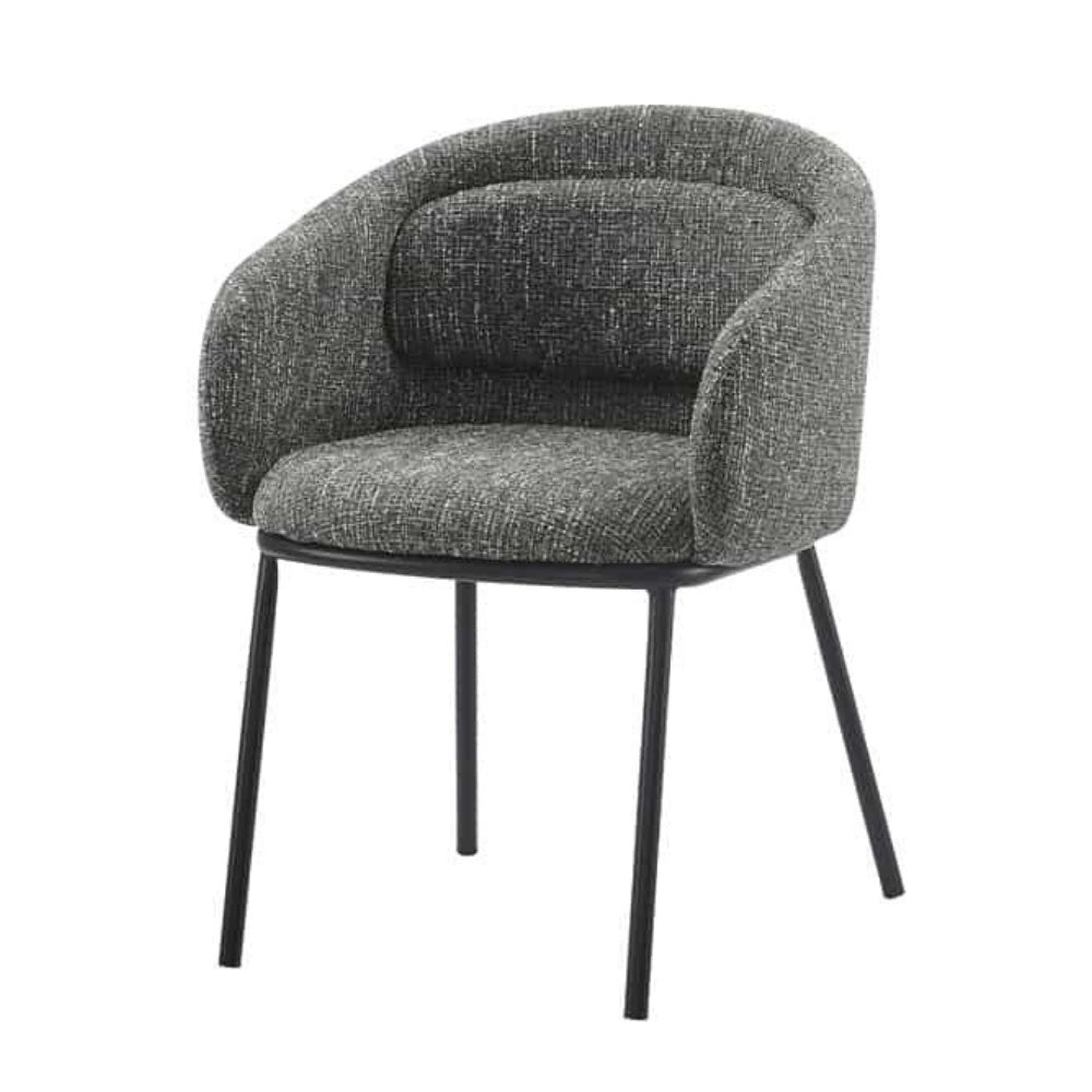 Eleganter Design Stuhl MADRID grau Strukturstoff mit Armlehne