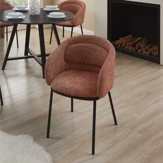 Eleganter Design Stuhl MADRID rostrot Strukturstoff mit Armlehne