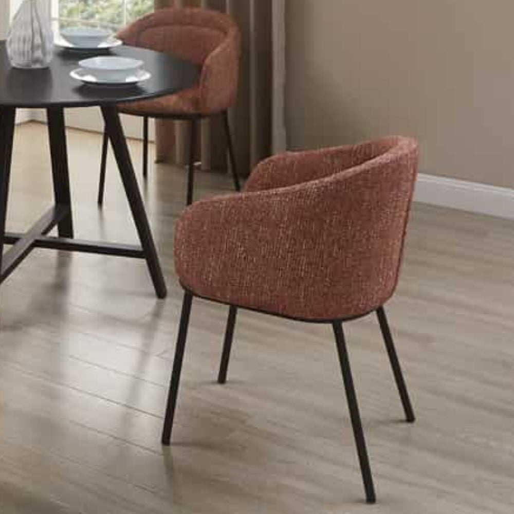 Eleganter Design Stuhl MADRID rostrot Strukturstoff mit Armlehne