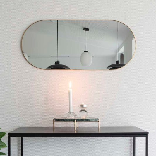 Moderner Spiegel ORLONA  Messing-Look 35x80 cm Metallrahmen