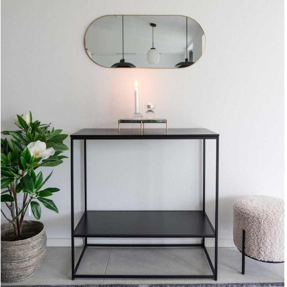 Moderner Spiegel ORLONA  Messing-Look 35x80 cm Metallrahmen