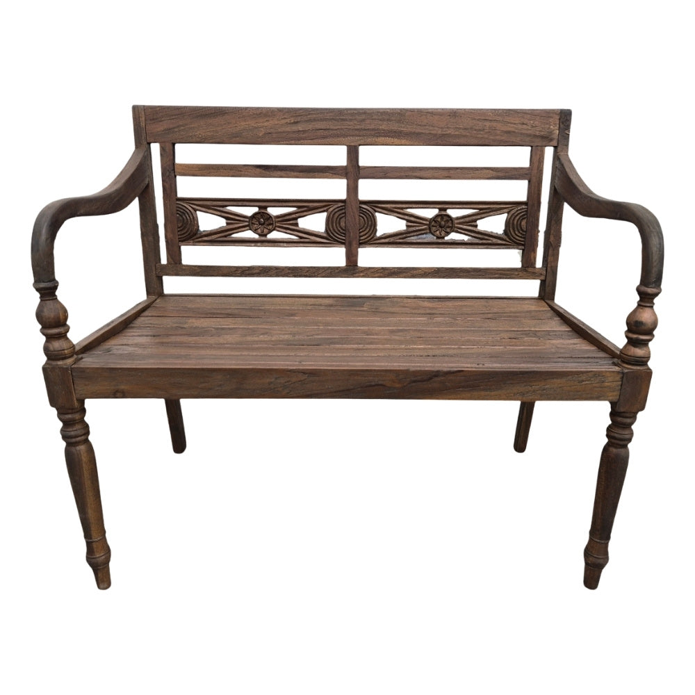 Massive Teakholz Sitzbank CHRISTOS 100cm brown Outdoor Gartenbank