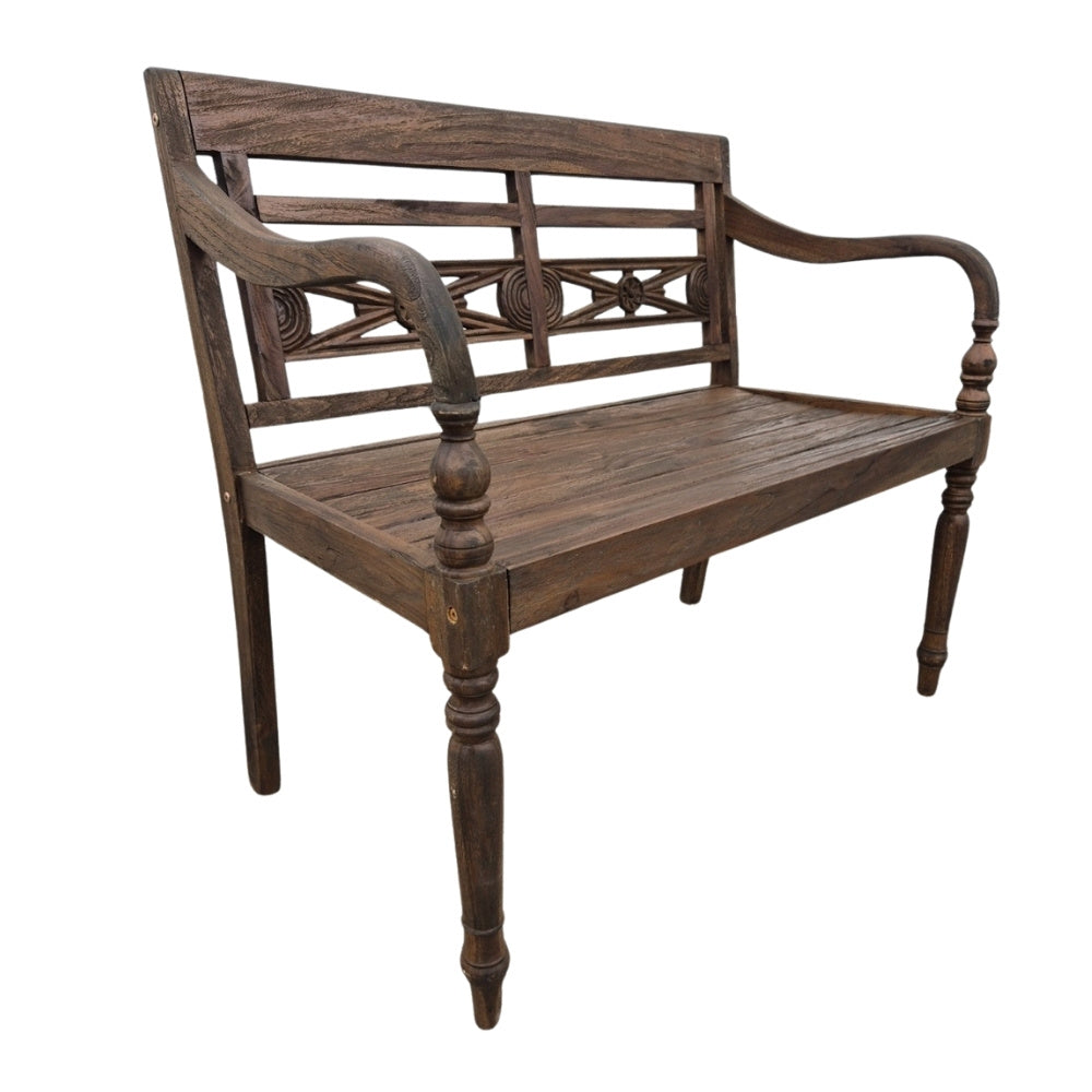 Massive Teakholz Sitzbank CHRISTOS 100cm brown Outdoor Gartenbank