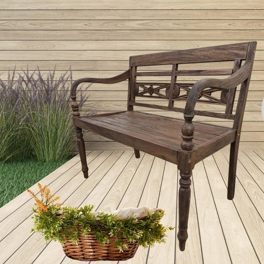 Massive Teakholz Sitzbank CHRISTOS 100cm brown Outdoor Gartenbank