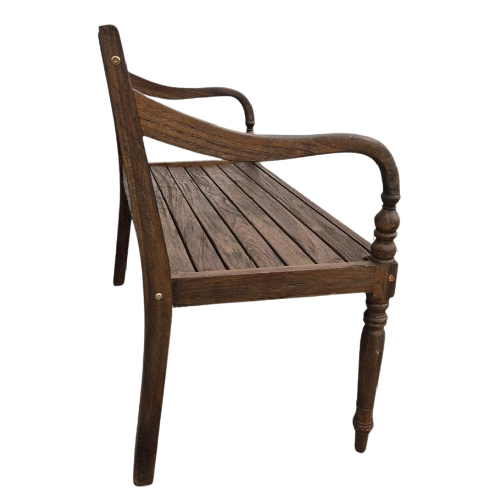 Massive Teakholz Sitzbank CHRISTOS 100cm brown Outdoor Gartenbank