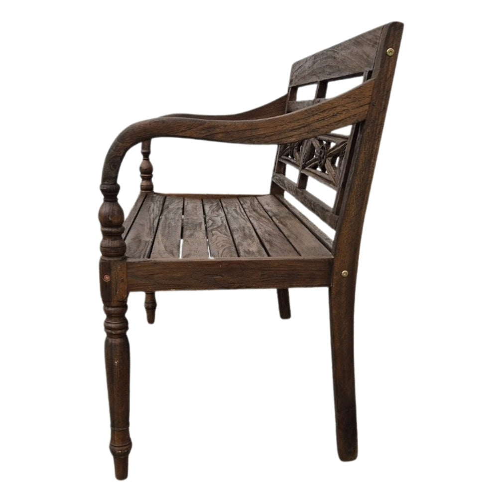 Massive Teakholz Sitzbank CHRISTOS 100cm brown Outdoor Gartenbank