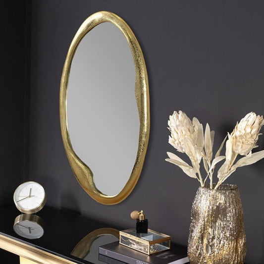 Abstrakter Design Wandspiegel BARATO 70cm gold Metall oval