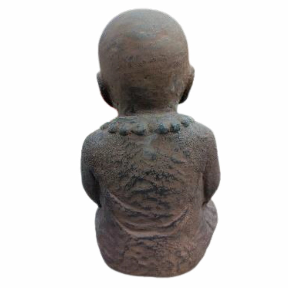 Buddha Figur PRAY 40cm Antik-Schwarz Zement Outdoor-Deko