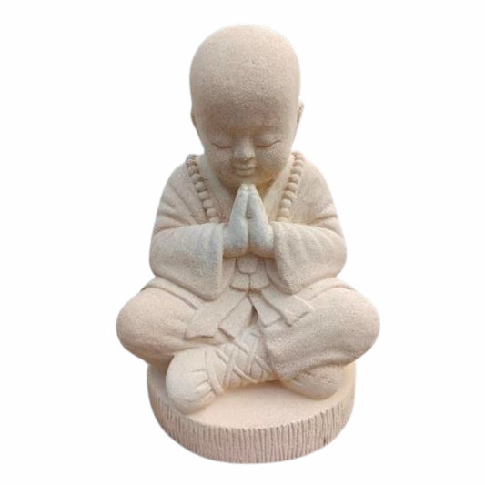 Buddha Figur BERDOA 40cm Creme Zement Garten Dekoration
