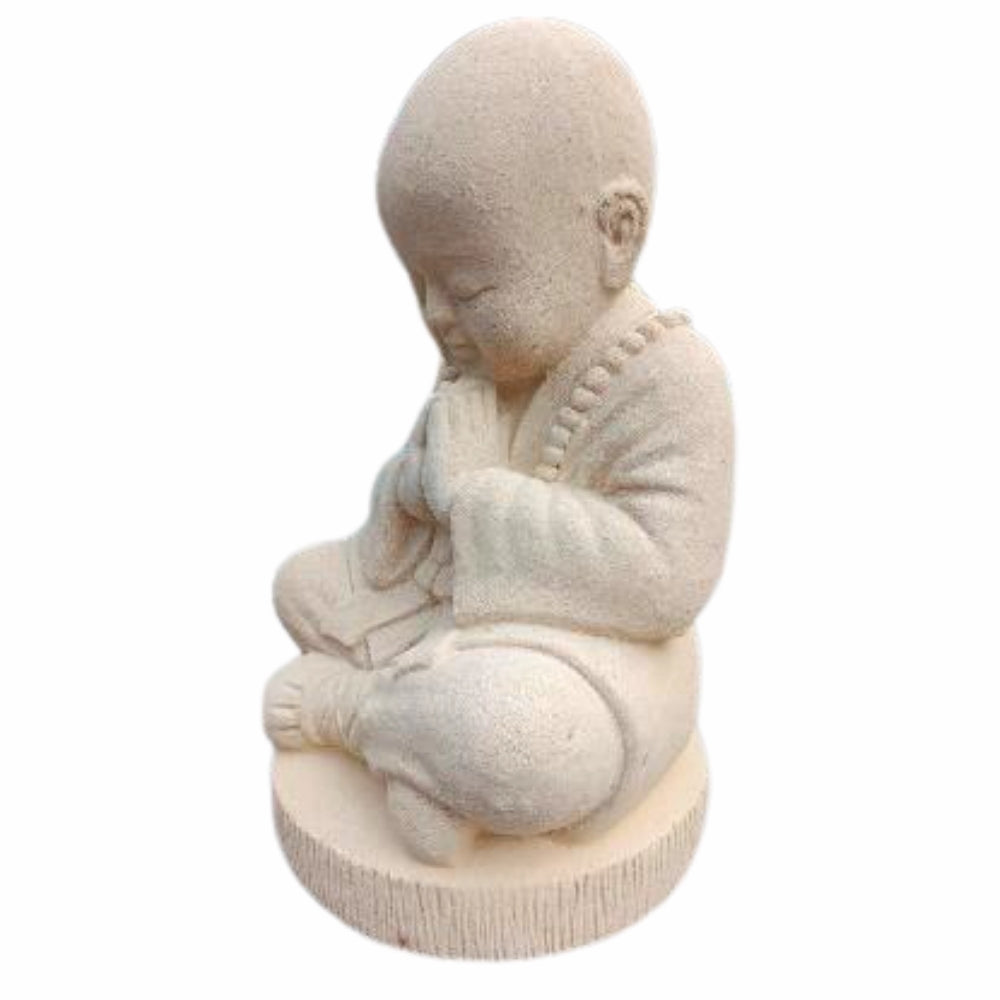 Buddha Figur BERDOA 40cm Creme Zement Garten Dekoration