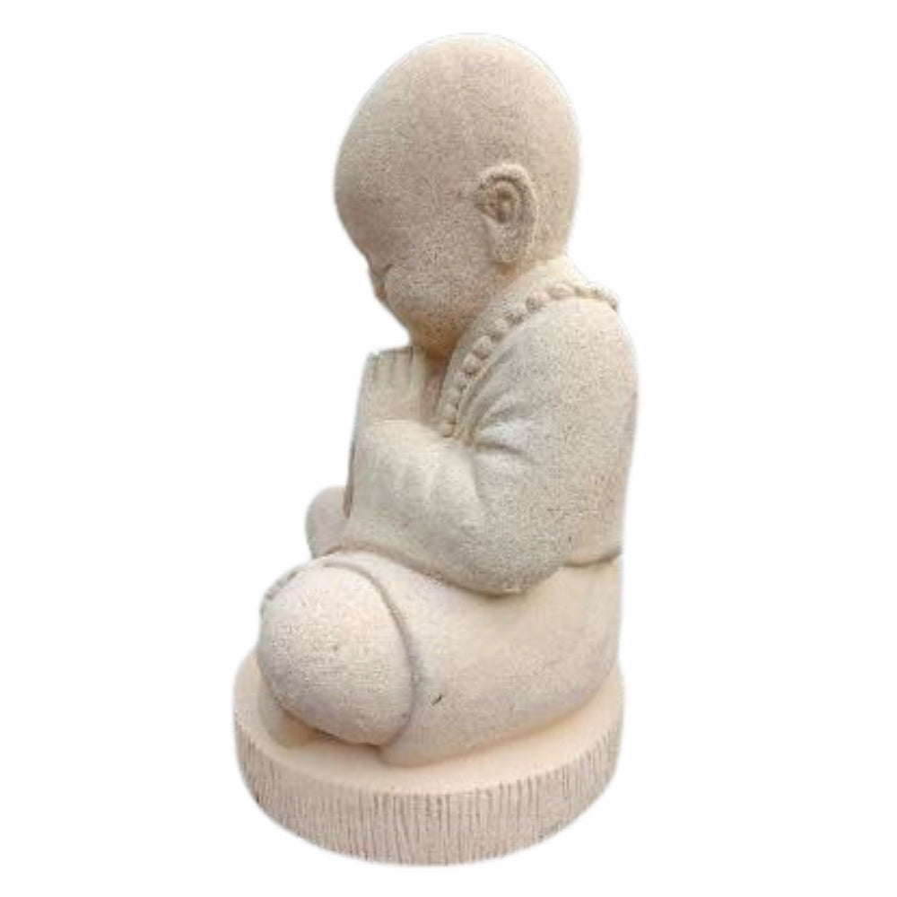 Buddha Figur BERDOA 40cm Creme Zement Garten Dekoration
