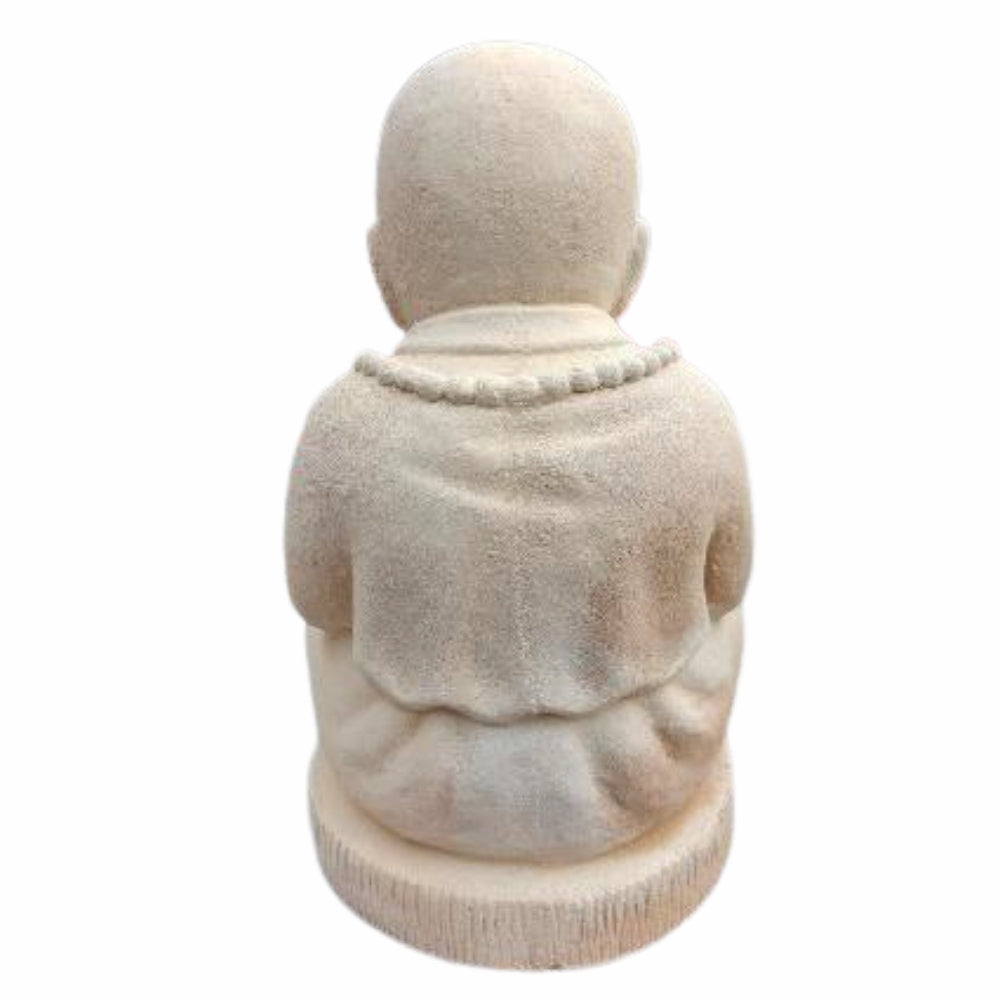 Buddha Figur BERDOA 40cm Creme Zement Garten Dekoration