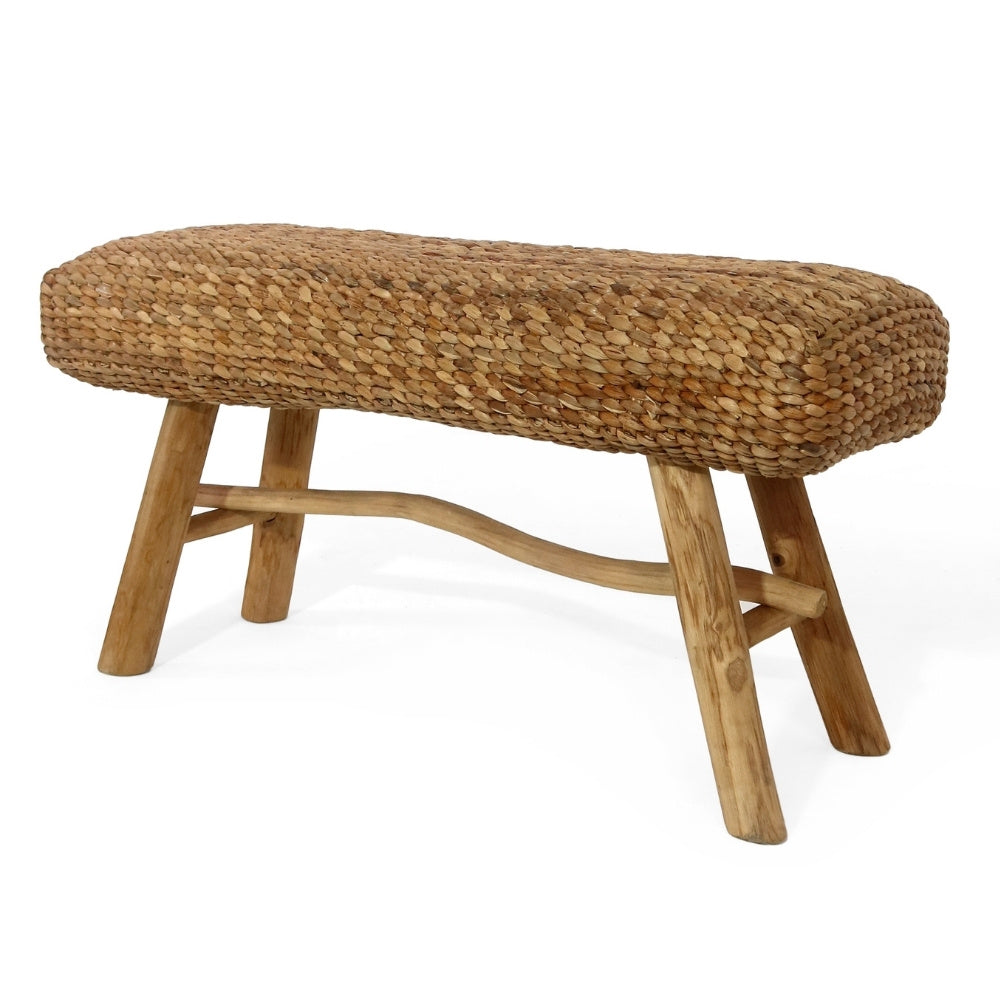 Wasserhyazinth Teakholz Sitzbank CASABLANCA 90cm natural Unikat