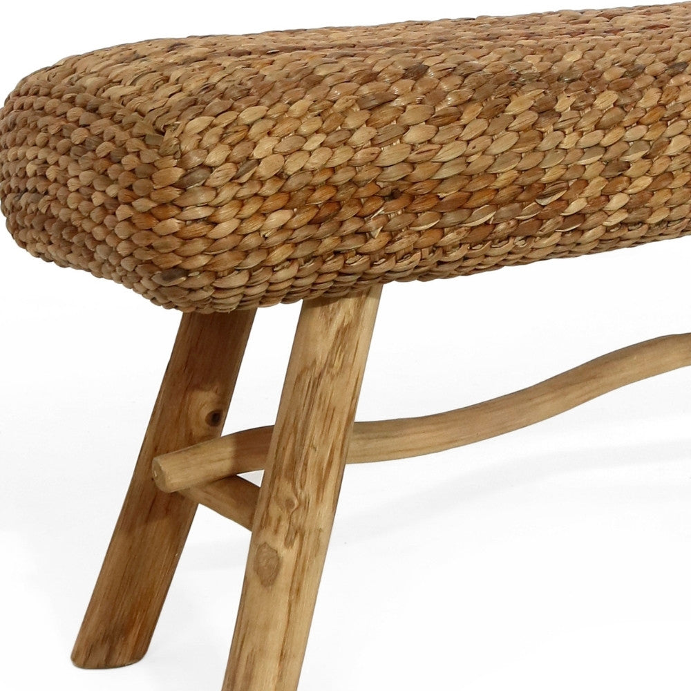 Wasserhyazinth Teakholz Sitzbank CASABLANCA 90cm natural Unikat