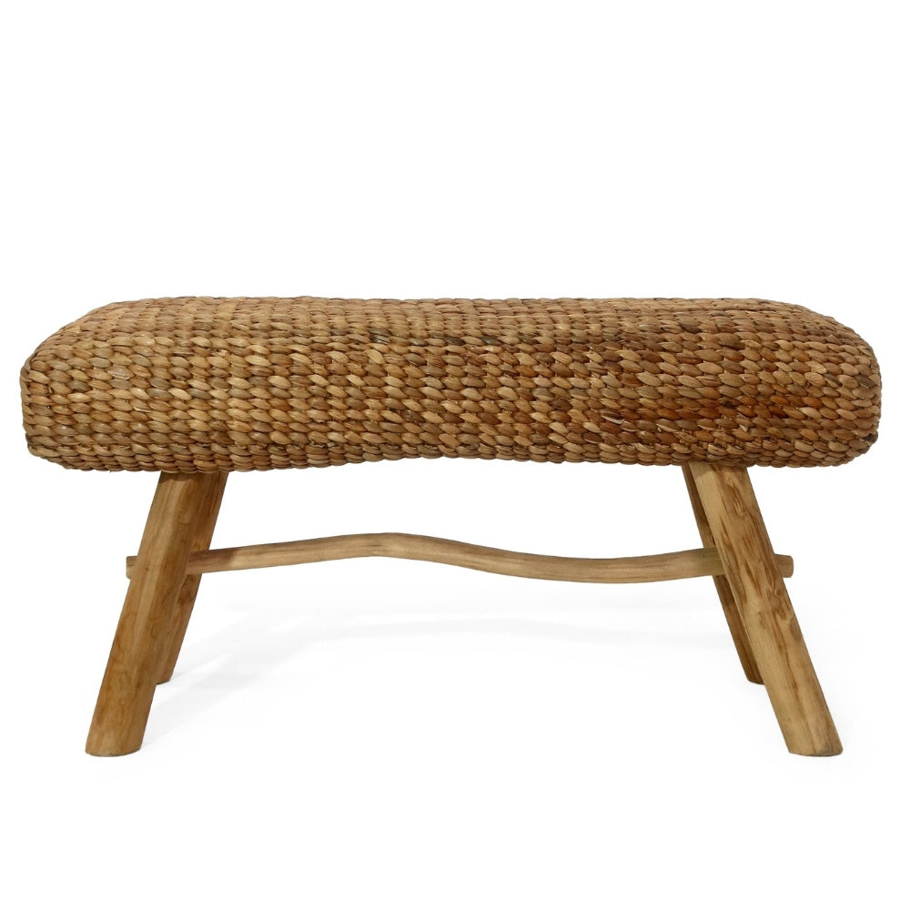 Wasserhyazinth Teakholz Sitzbank CASABLANCA 90cm natural Unikat