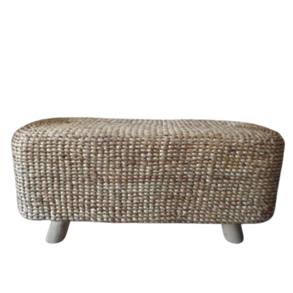 Wasserhyazinth Teakholz Sitzbank AMSTERDAM 80cm natural Unikat