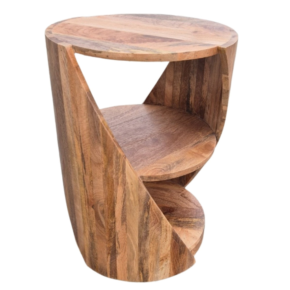 Massivholz Beistelltisch KITAR-D 55cm Mangoholz natural Handmade