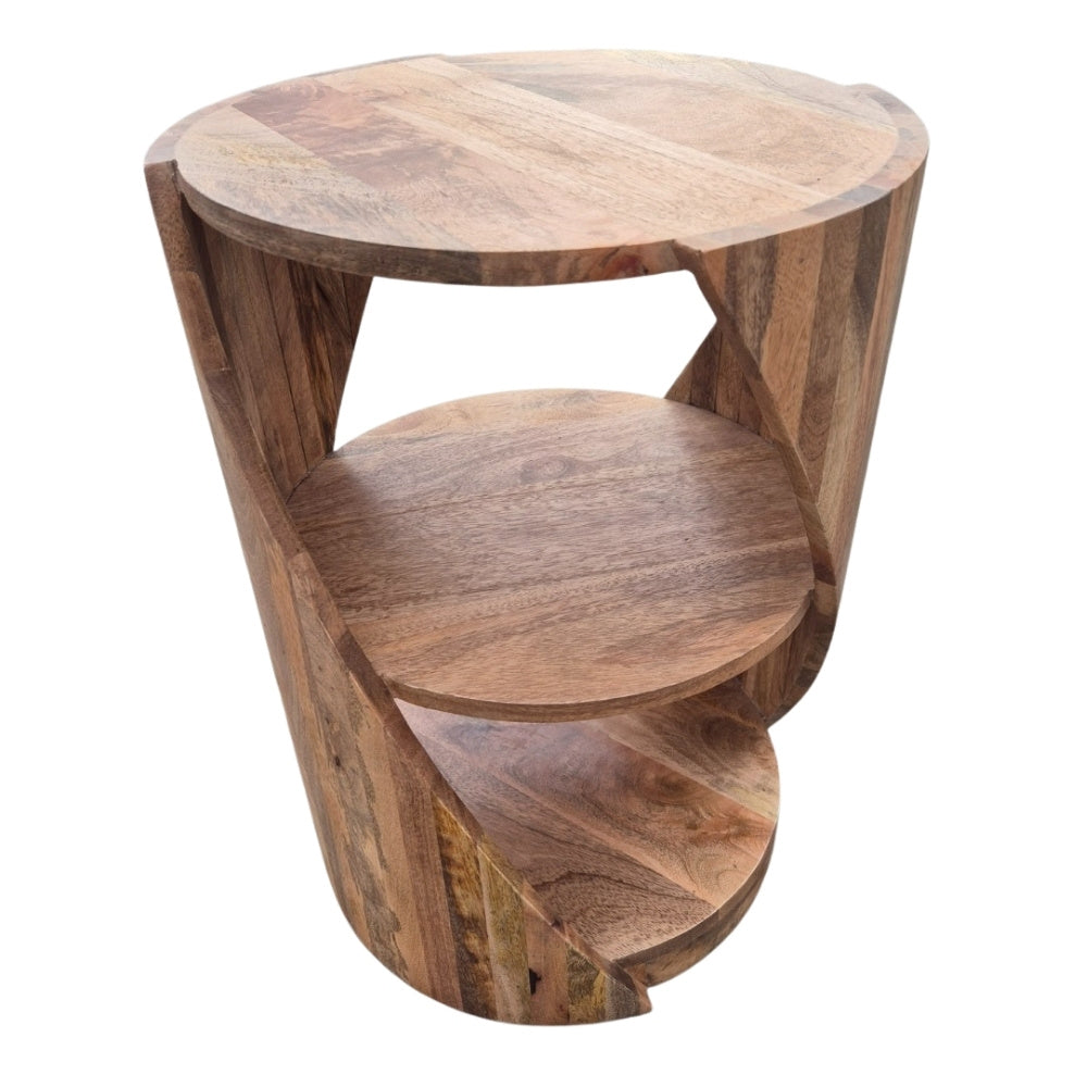 Massivholz Beistelltisch KITAR-D 55cm Mangoholz natural Handmade