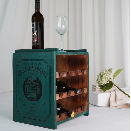Flaschenbox SURAT Antique Green 40cm Mahagoni Shabby Weinregal