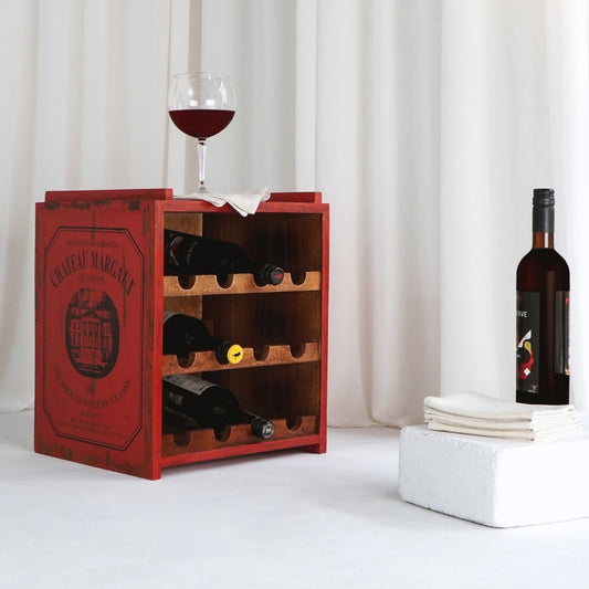 Flaschenbox SURAT Antique Red 40cm Mahagoni Shabby Weinregal