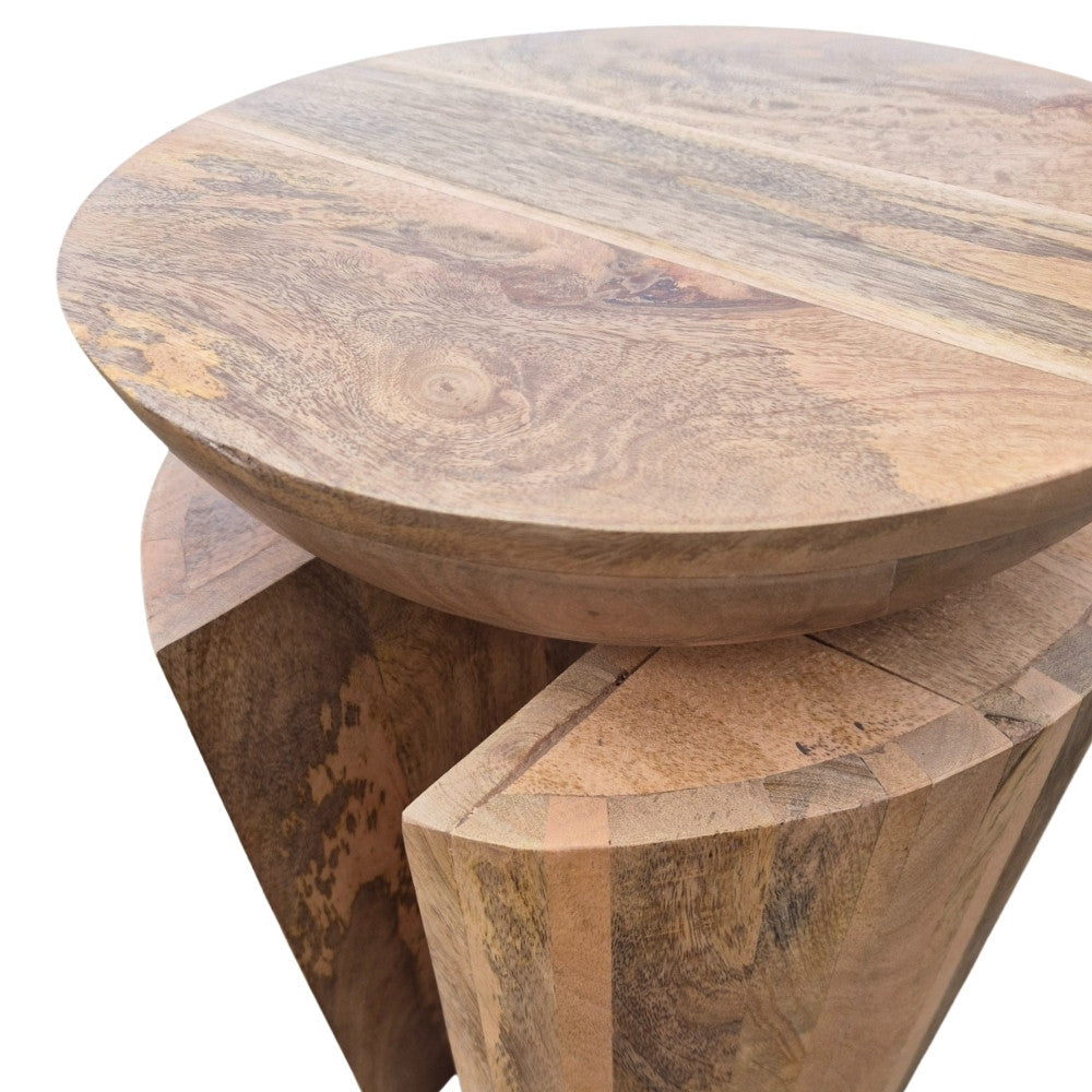 Massiver Beistelltisch KITAR-H 50cm Mangoholz natural Hocker