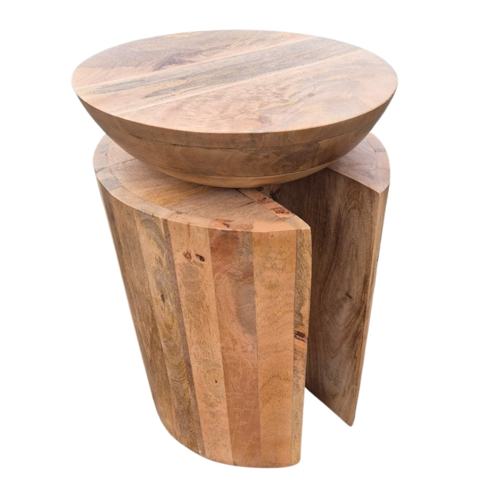 Massiver Beistelltisch KITAR-H 50cm Mangoholz natural Hocker