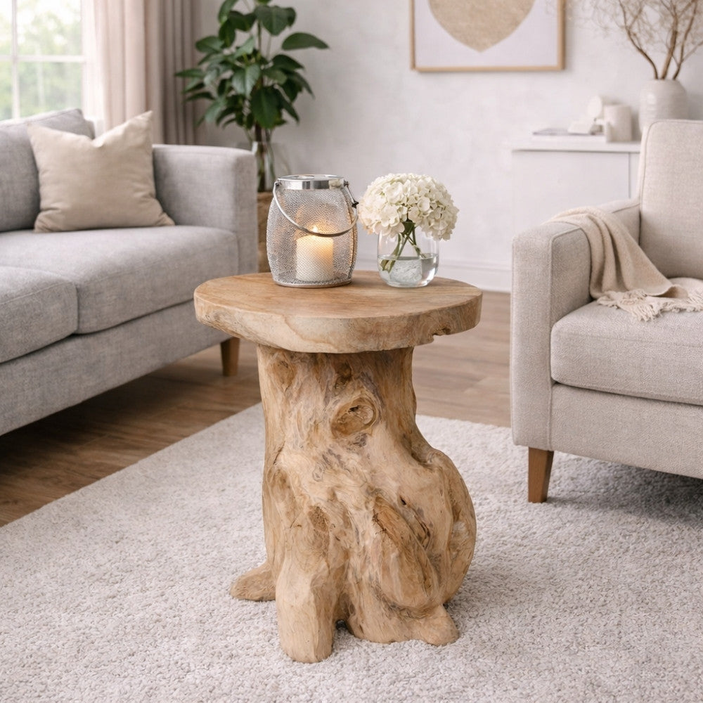 Massiver Beistelltisch FUNGO 40cm Teakholz