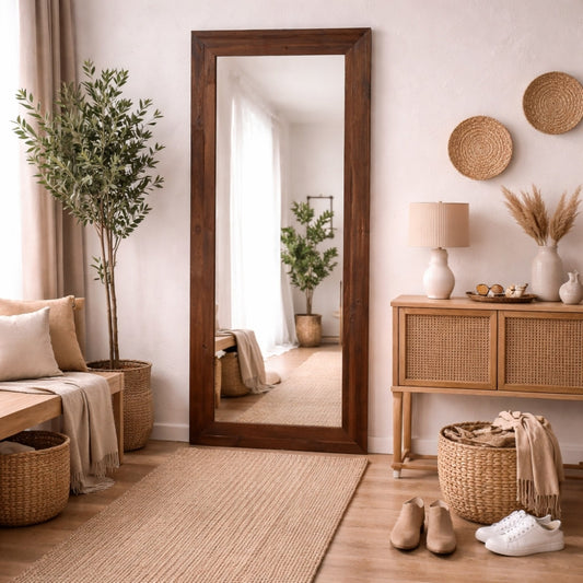 Wandspiegel TEAK 160x70cm recyceltes Teakholz natural Spiegel