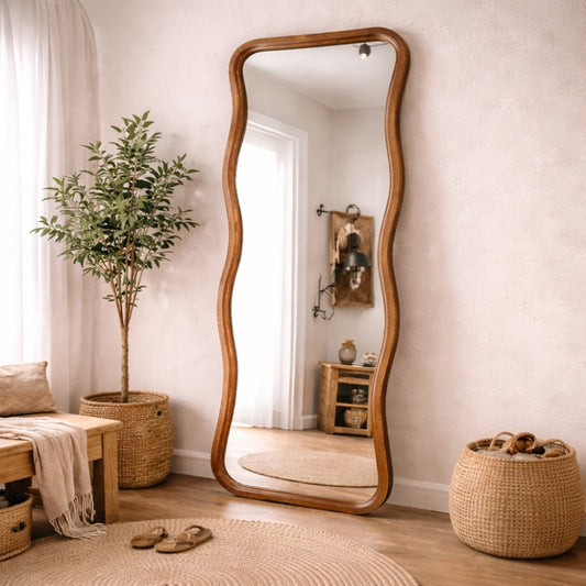 Design Massivholz-Spiegel CURVO 180x80cm Mangoholz Wandspiegel