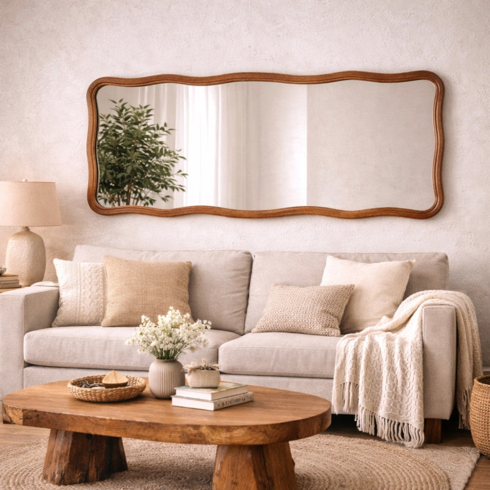 Design Massivholz-Spiegel CURVO 180x80cm Mangoholz Wandspiegel