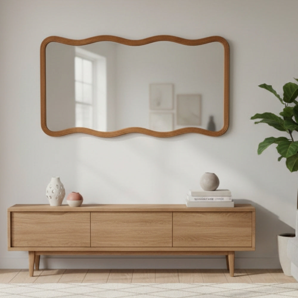 Design Massivholz-Spiegel CURVO 180x80cm Mangoholz Wandspiegel