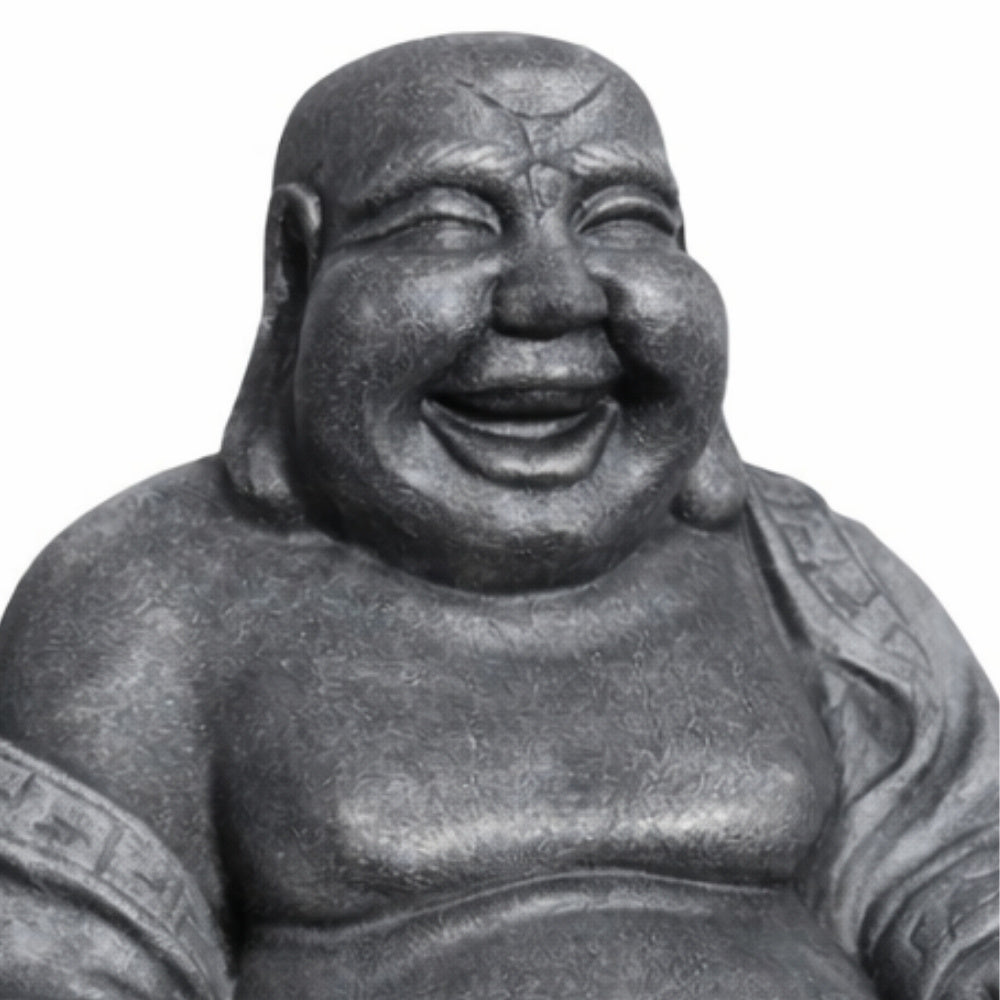 Dekorative Figur LUCKY BUDDHA 110cm Anthrazit Garten Indoor