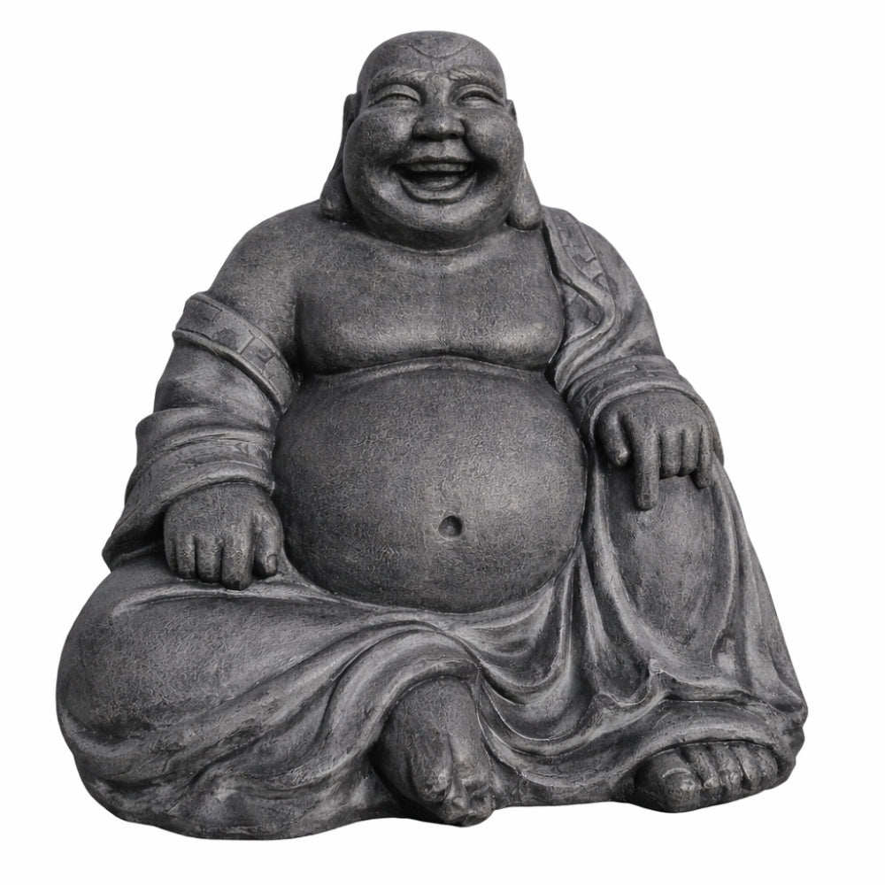 Dekorative Figur LUCKY BUDDHA 110cm Antik-Schwarz Garten Indoor