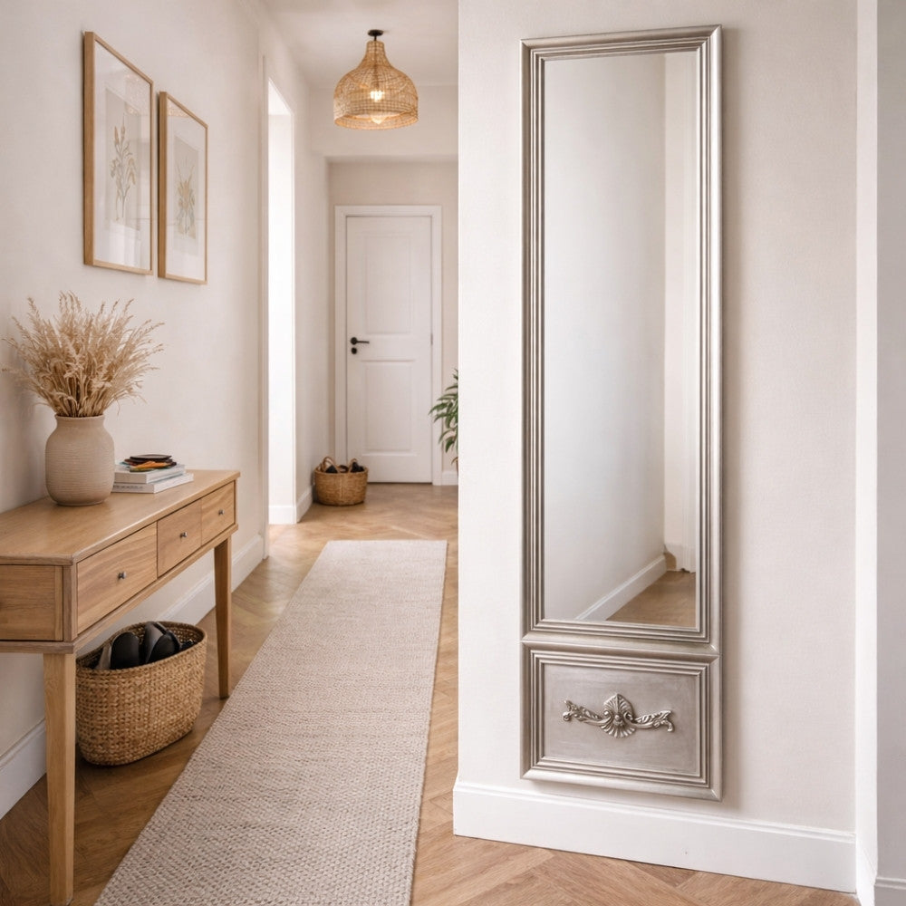Barock Spiegel IMPRESS silber 180x60cm Holzrahmen