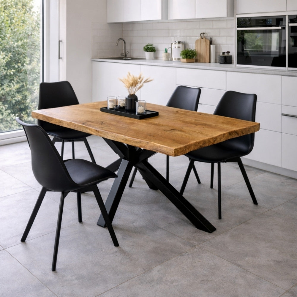 Esstisch NARBOL 140x80cm Akazie Massivholz Baumkante Metallgestell