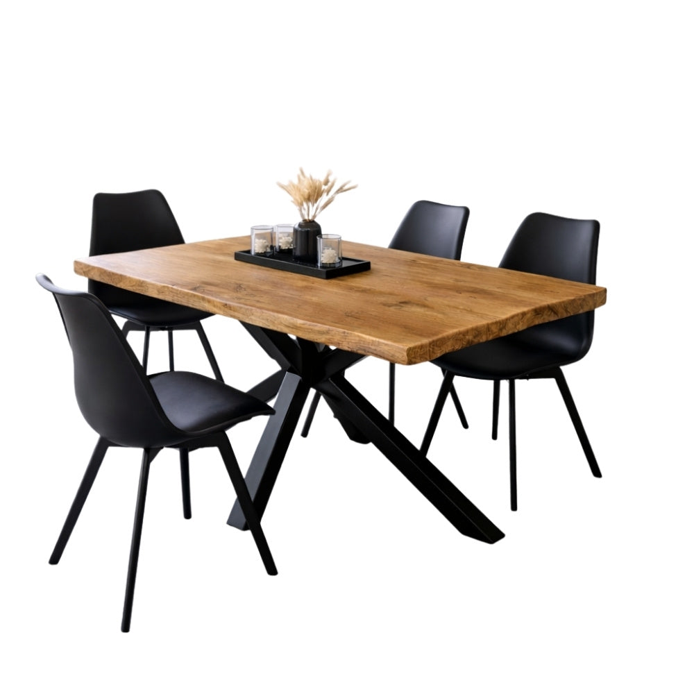 Esstisch NARBOL 140x80cm Akazie Massivholz Baumkante Metallgestell