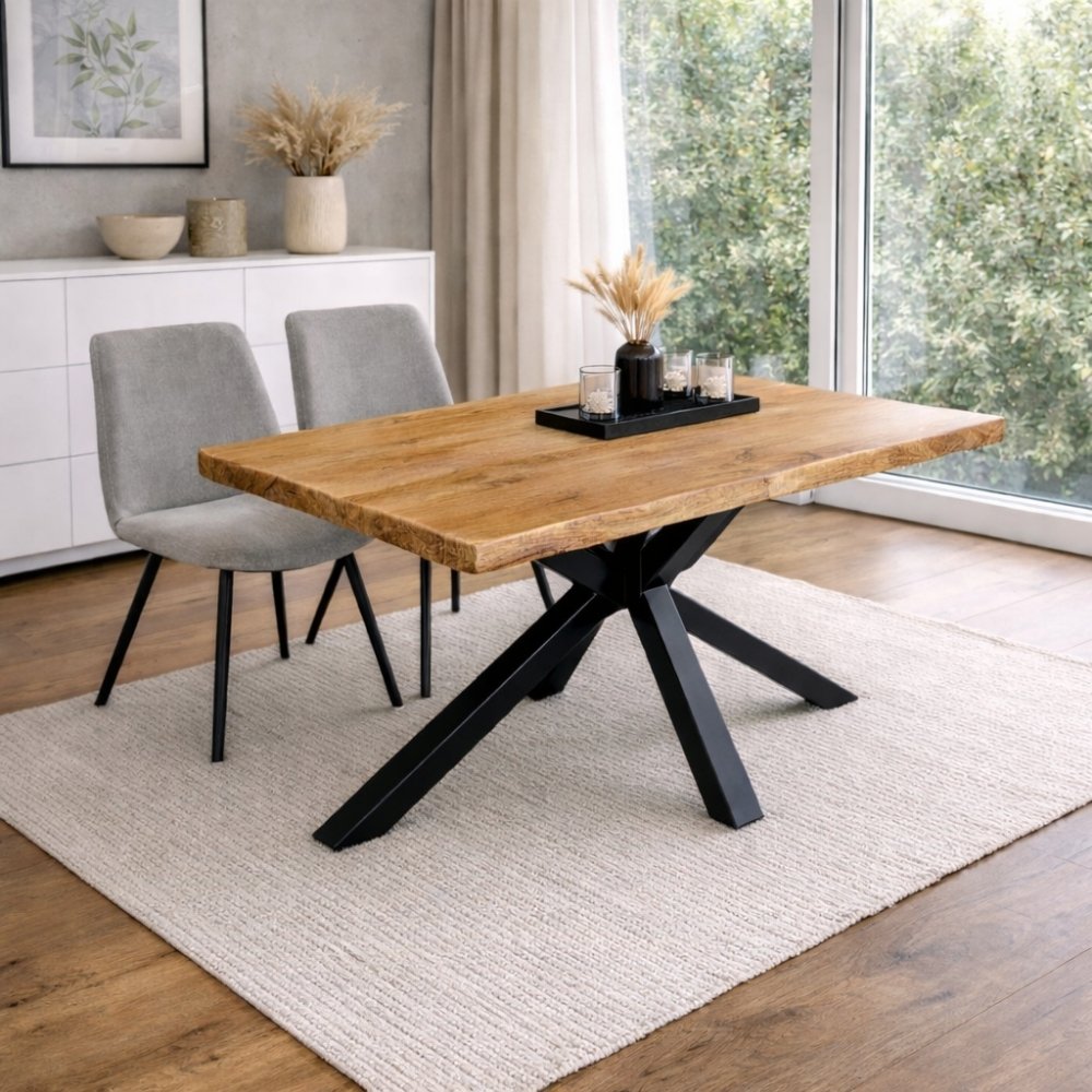 Esstisch NARBOL 140x80cm Akazie Massivholz Baumkante Metallgestell