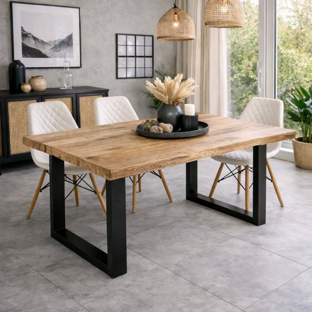 Esstisch CRAFT 160cm Mango natur  Massivholz Metall Kufengestell