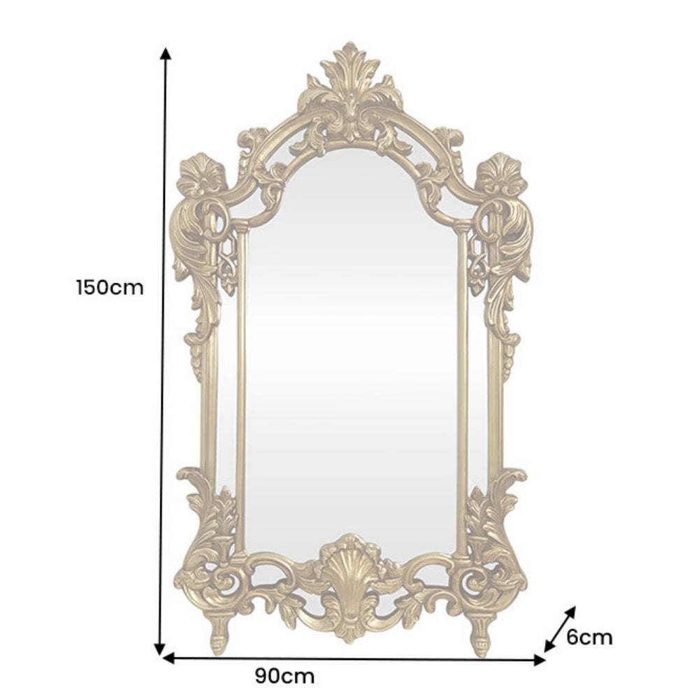 Opulenter Wandspiegel KINGDOM 150cm Gold Barock Verzierung Design