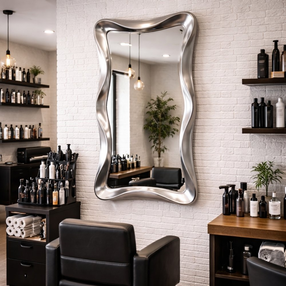 Moderner Wandspiegel WONDER 120cm Silber variabel aufhängbar – LebensWohnArt
