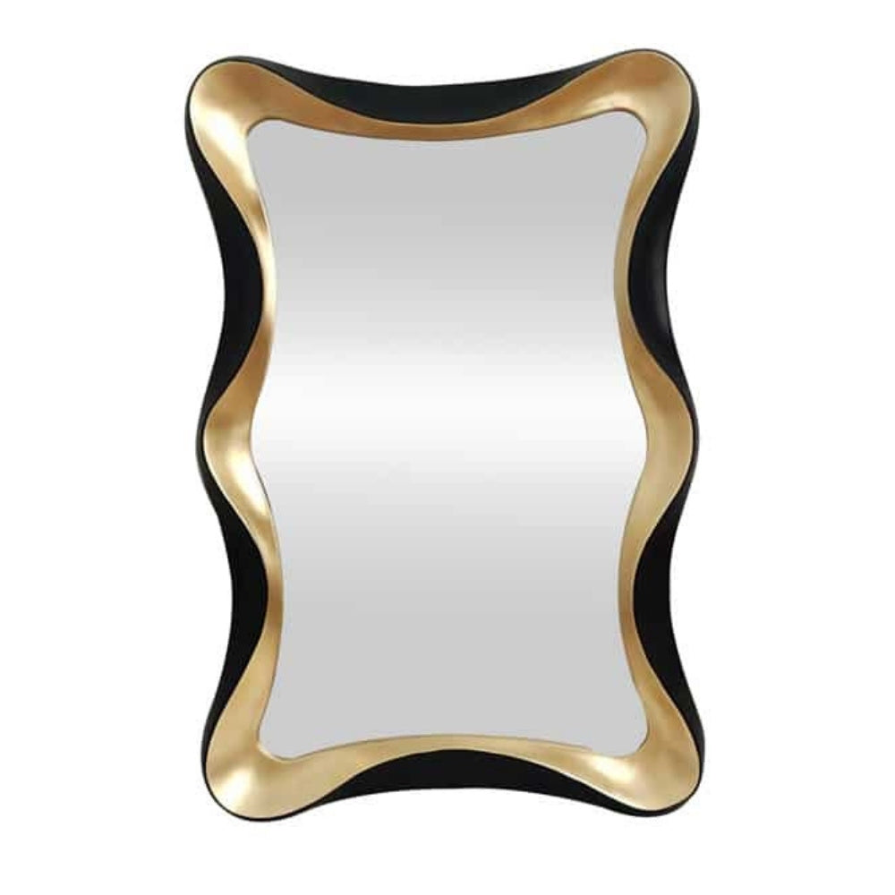 Moderner Wandspiegel WONDER 120cm gold-schwarz variabel aufhängbar