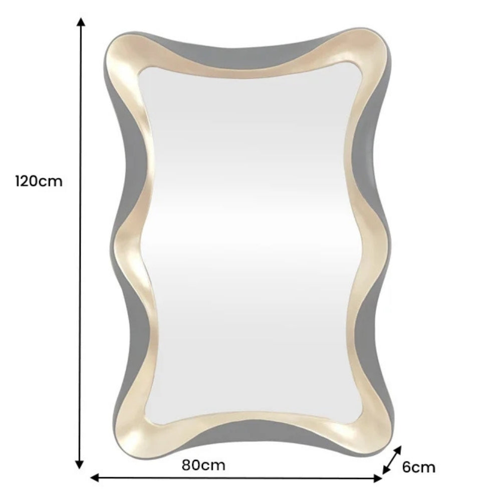 Moderner Wandspiegel WONDER 120cm gold-schwarz variabel aufhängbar