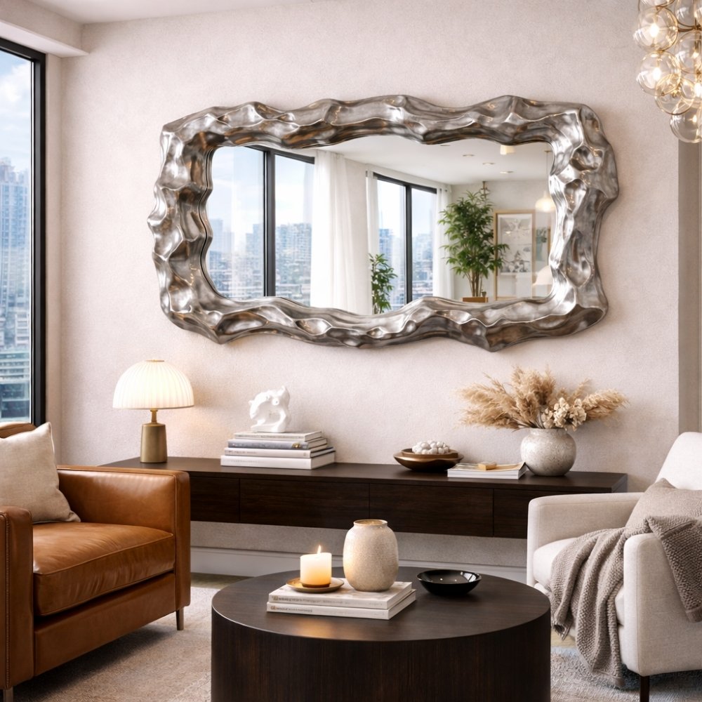 Extravaganter Wandspiegel VENICE 150cm Silber variabel aufhängbar