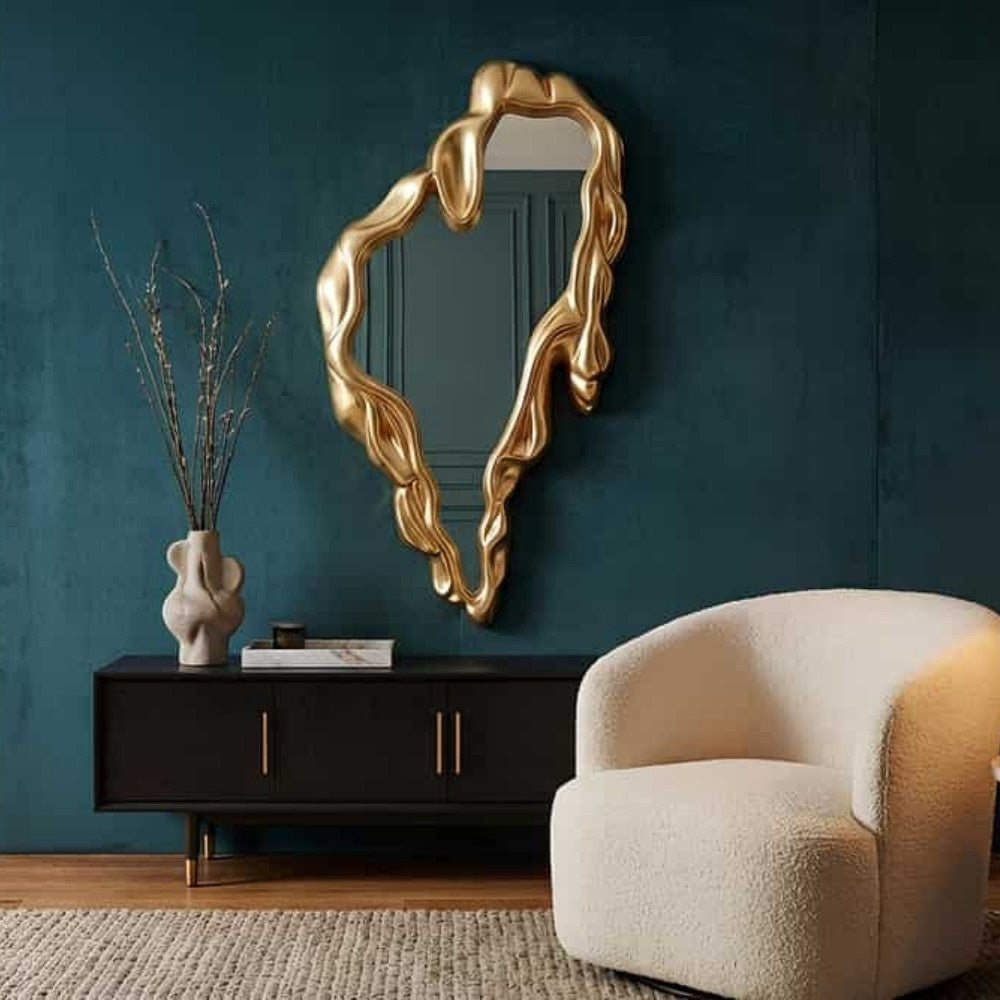 Design Wandspiegel QUIDO 150cm Gold edel organische Form