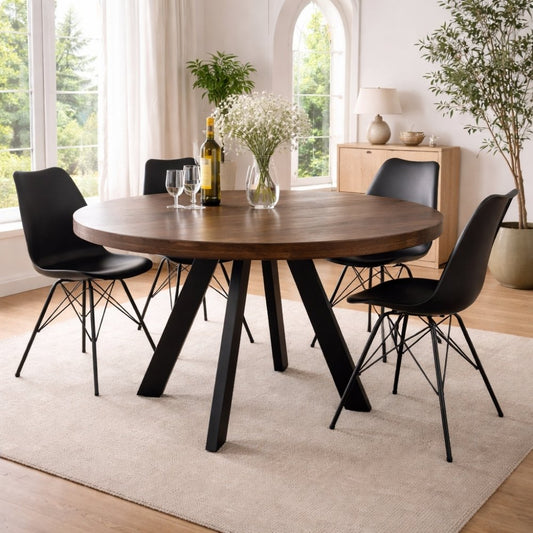 Runder Massivholz Esstisch ARTE 120cm taupe Mangoholz Esszimmerl