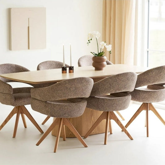 Drehstuhl AUSTIN braun Strukturstoff Eichengestell Auto-Returnfunktion