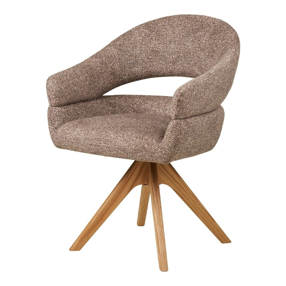 Drehstuhl AUSTIN braun Strukturstoff Eichengestell Auto-Returnfunktion