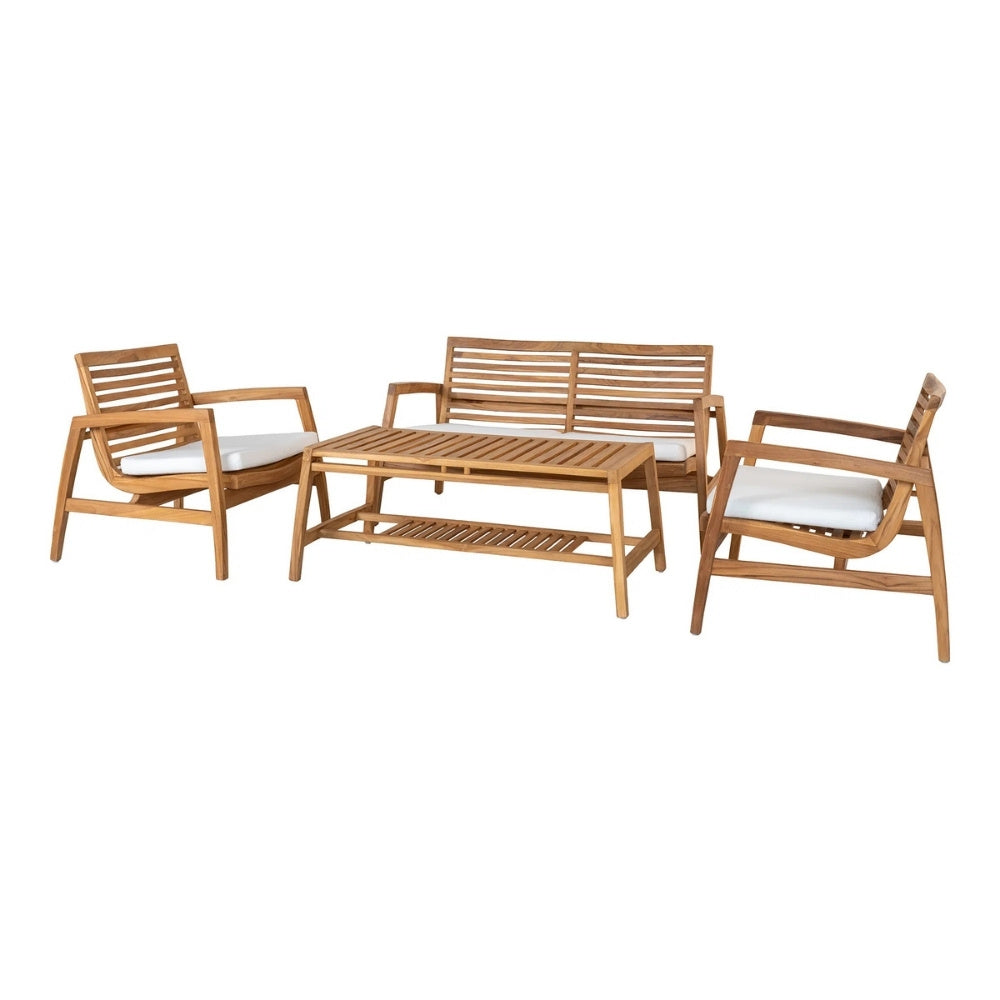 Lounge-Set MALAGA – 4-teilig Teakholz für Garten & Terrasse